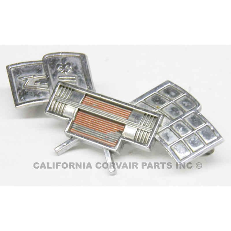 USED 1962-64 ENGINE LID EMBLEM - CROSSED FLAGS