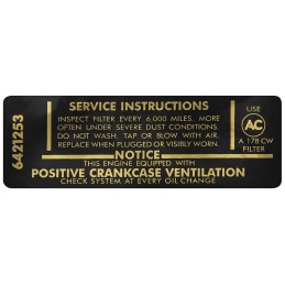 NEW AIR CLEANER BASE DECAL - 1965-69