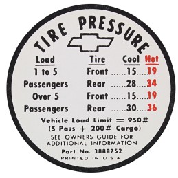 NEW GLOVEBOX DOOR TIRE DECAL - 1965-66