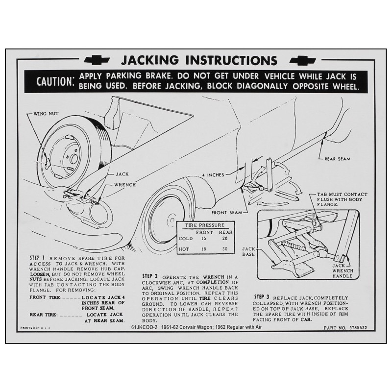 NEW 1961-62 WAGON JACKING INSTRUCTIONS