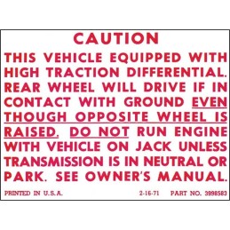 NEW POSITRACTION WARNING DECAL