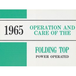 NEW 1965 CONVERTIBLE TOP BOOKLET