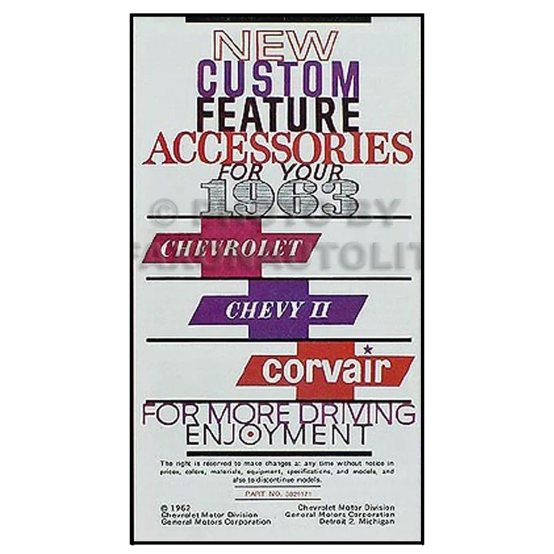 NEW 1963 CUSTOM FEATURES BOOKLET